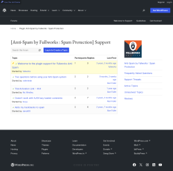Page screenshot: Settings &rarr; Anti Spam &rarr; Support Forum