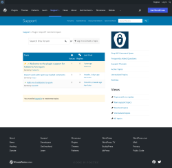 Page screenshot: Settings &rarr; Anti Spam &rarr; Support Forum