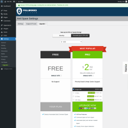 Page screenshot: Settings &rarr; Anti Spam &rarr; Upgrade&nbsp;&nbsp;➤