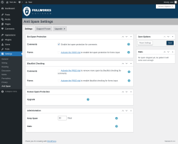 Page screenshot: Settings &rarr; Anti Spam