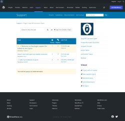 Page screenshot: Settings &rarr; Anti Spam &rarr; Support Forum