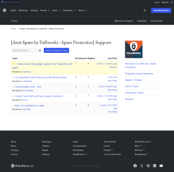 Page screenshot: Settings &rarr; Anti Spam &rarr; Support Forum