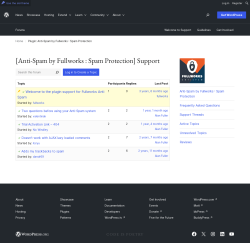 Page screenshot: Settings &rarr; Anti Spam &rarr; Support Forum