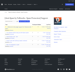 Page screenshot: Settings &rarr; Anti Spam &rarr; Support Forum