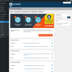 Page screenshot: Settings &rarr; Anti Spam