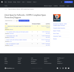 Page screenshot: Settings &rarr; Anti Spam &rarr; Support Forum
