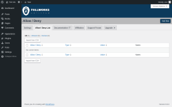 Page screenshot: Settings &rarr; Anti Spam &rarr; Allow / Deny List