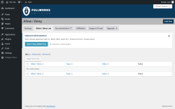 Page screenshot: Settings &rarr; Anti Spam &rarr; Allow / Deny List