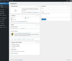 Page screenshot: Dashboard &lsaquo; Test site &mdash; WordPress