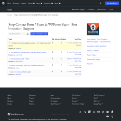 Page screenshot: Settings &rarr; Anti Spam &rarr; Support Forum