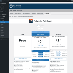 Page screenshot: Settings &rarr; Anti Spam &rarr; Upgrade&nbsp;&nbsp;➤