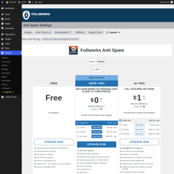 Page screenshot: Settings &rarr; Anti Spam &rarr; Upgrade&nbsp;&nbsp;➤