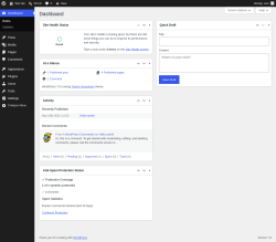 Page screenshot: Dashboard &lsaquo; Test site &mdash; WordPress