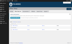 Page screenshot: Settings &rarr; Anti Spam &rarr; Allow / Deny List