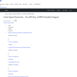 Page screenshot: Settings &rarr; Anti Spam &rarr; Support Forum