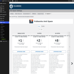 Page screenshot: Settings &rarr; Anti Spam &rarr; Upgrade&nbsp;&nbsp;➤
