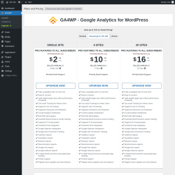Page screenshot: GA4WP → Upgrade  ➤