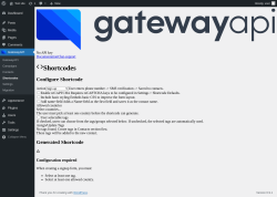 Page screenshot: GatewayAPI &rarr; Shortcodes
