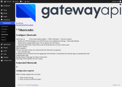 Page screenshot: GatewayAPI &rarr; Shortcodes