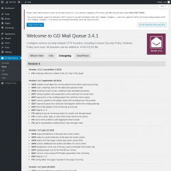Page screenshot: GD Mail Queue → About → Changelog