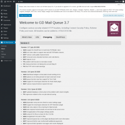 Page screenshot: GD Mail Queue → About → Changelog