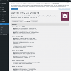 Page screenshot: GD Mail Queue → About → Changelog