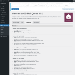Page screenshot: GD Mail Queue → About → Changelog