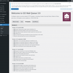 Page screenshot: GD Mail Queue → About → Changelog