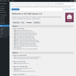 Page screenshot: GD Mail Queue → About → Changelog