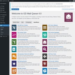 Page screenshot: GD Mail Queue → About → Dev4Press