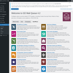 Page screenshot: GD Mail Queue → About → Dev4Press