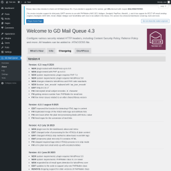 Page screenshot: GD Mail Queue → About → Changelog