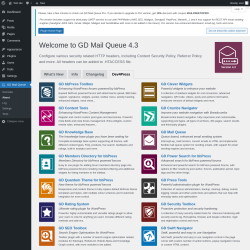 Page screenshot: GD Mail Queue → About → Dev4Press