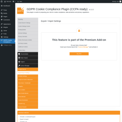 Page screenshot: GDPR Cookie Compliance → 
				Export/Import Settings			