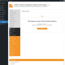 Page screenshot: GDPR Cookie Compliance → 
				Renew Consent			