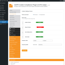 Page screenshot: GDPR Cookie Compliance → 
				Cookie Settings Screen			