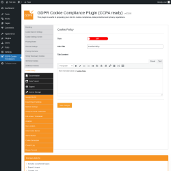 Page screenshot: GDPR Cookie Compliance → 
				Cookie Policy			