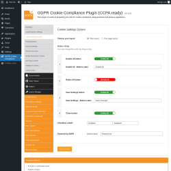 Page screenshot: GDPR Cookie Compliance → 
				Cookie Settings Screen			