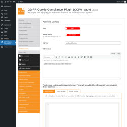 Page screenshot: GDPR Cookie Compliance → 
				Additional Cookies			