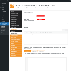 Page screenshot: GDPR Cookie Compliance → 
				Additional Cookies			