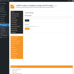 Page screenshot: GDPR Cookie Compliance → Licence Manager