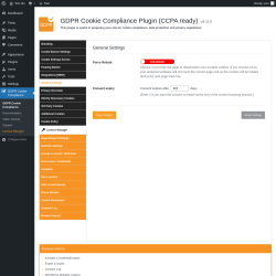 Page screenshot: GDPR Cookie Compliance → 
				General Settings			