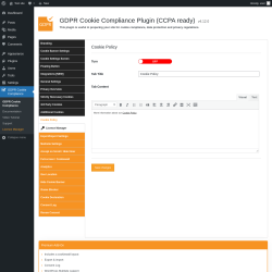 Page screenshot: GDPR Cookie Compliance → 
				Cookie Policy			