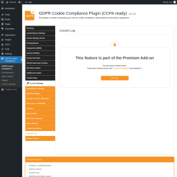 Page screenshot: GDPR Cookie Compliance → 
				Consent Log			