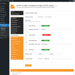 Page screenshot: GDPR Cookie Compliance → 
				Cookie Settings Screen			