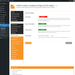 Page screenshot: GDPR Cookie Compliance → 
				General Settings			