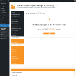 Page screenshot: GDPR Cookie Compliance → 
				Accept on Scroll / Hide timer			