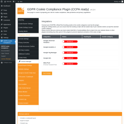 Page screenshot: GDPR Cookie Compliance → 
				Integrations [NEW] 
			