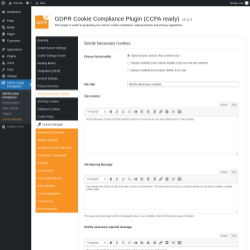 Page screenshot: GDPR Cookie Compliance → 
				Strictly Necessary Cookies			