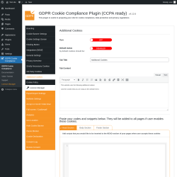 Page screenshot: GDPR Cookie Compliance → 
				Additional Cookies			